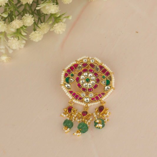 Radiant Floral Wheel Jadau Kundan Petite Pendant