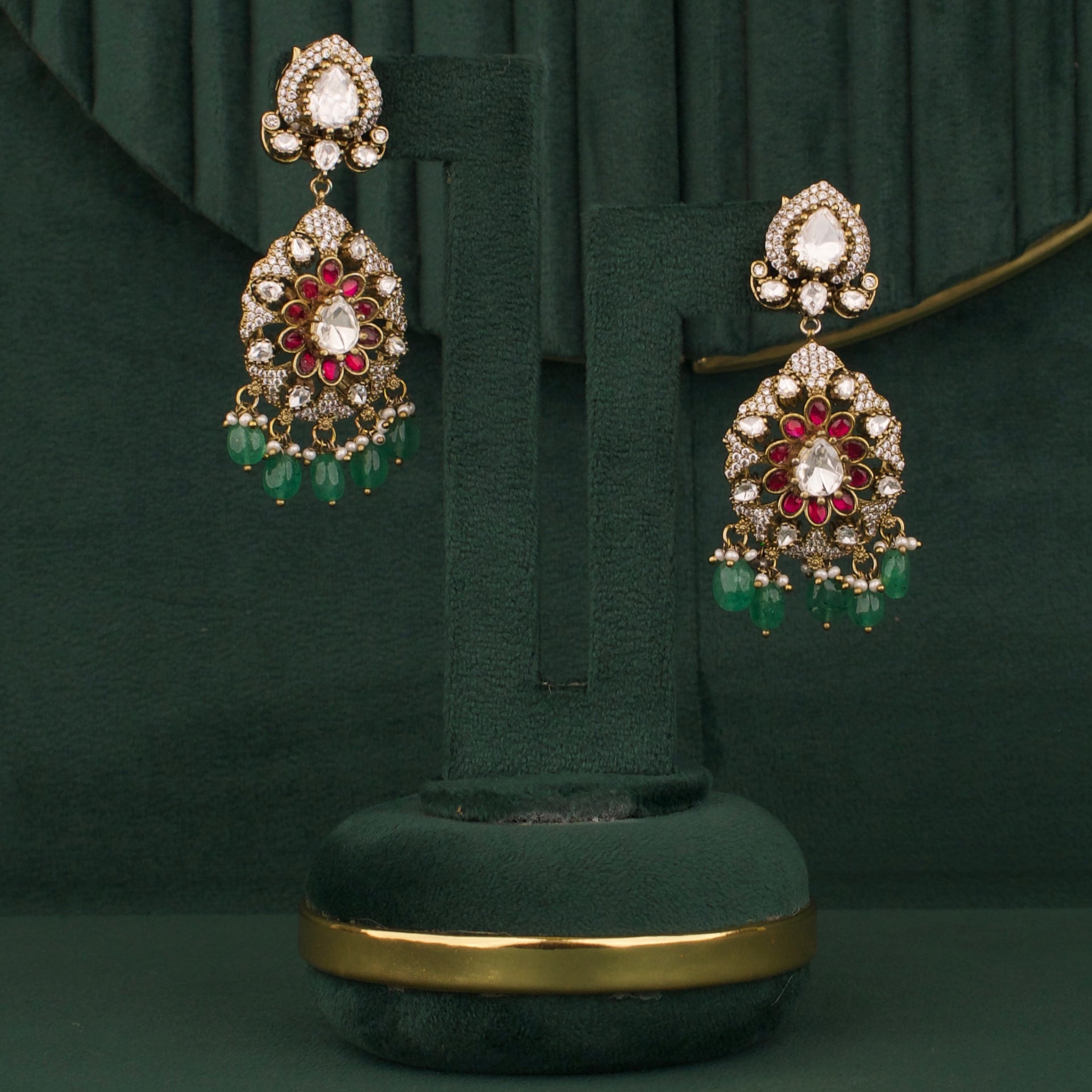 Timeless Victorian Necklace set with Earring Beautifully ￼Lefa Floral Design - DULHAN JEWELS