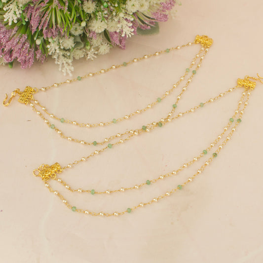 Simple Pearls & Swarovski 3/Layerd champasaralu