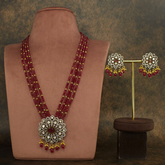 Premium Grand polki beads Mala in Victorian finish set worn Indian bridal