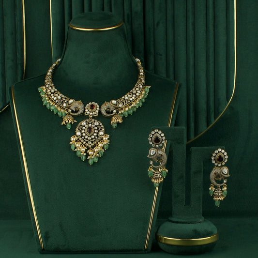 Victorian Kanti Necklace Set with Elephant Motifs