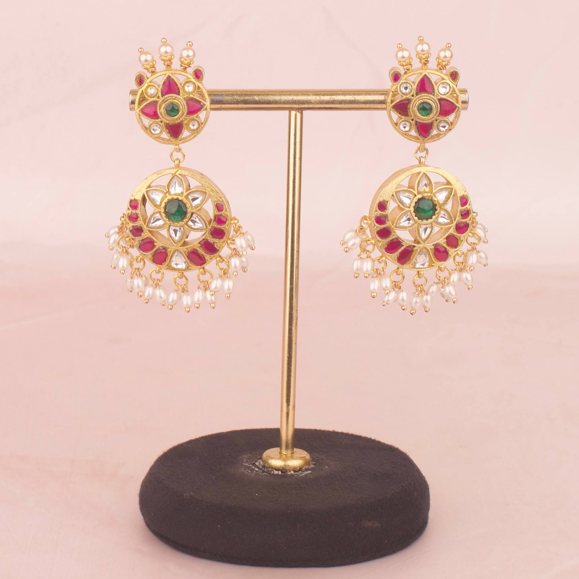 Reversible 2 in 1 Jadau Kundan Necklace Set With Matching Earrings
