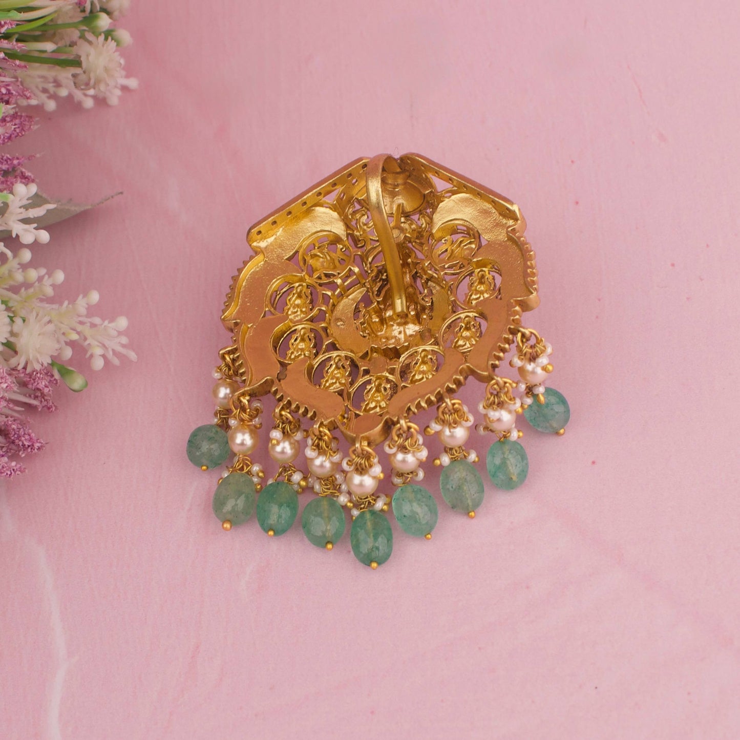 Divine Lakshmi Devi Jadau Kundan Pendant Set