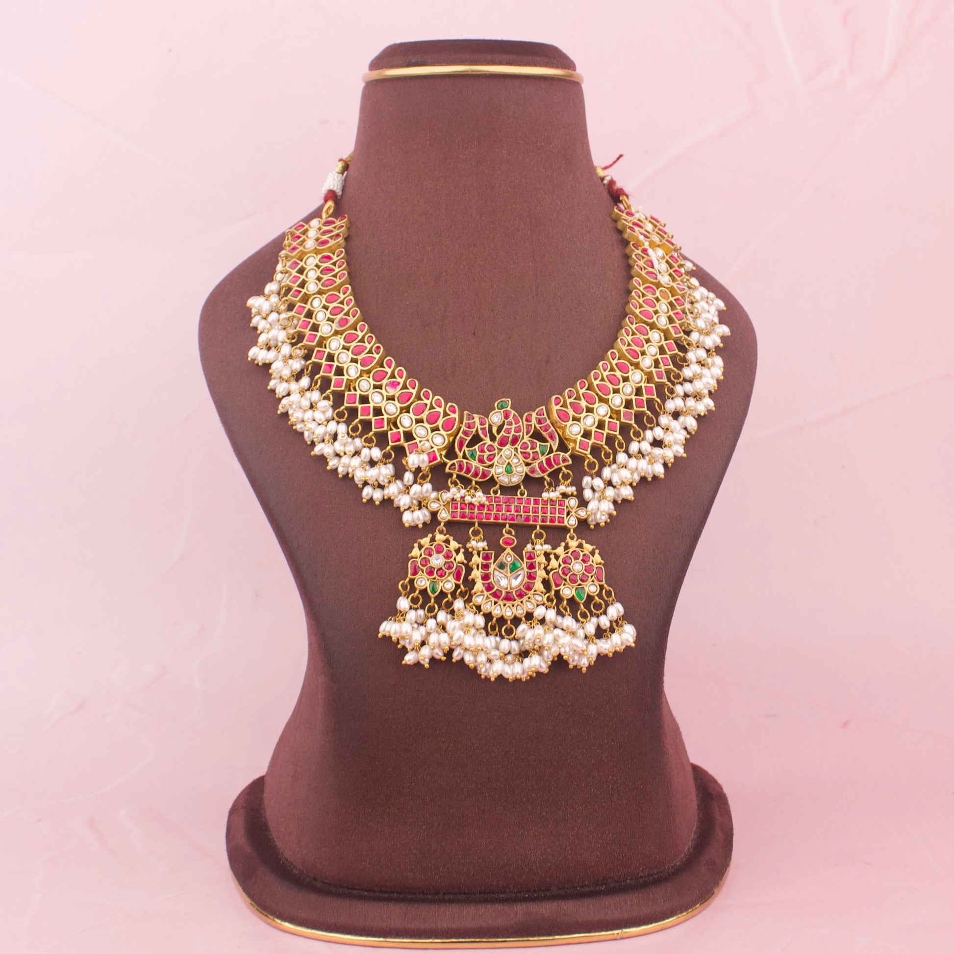 Regal Jadau Kundan Short Necklace With Guttapusalu Hangings - Premium Indian Ethnic Jewelry | Dulhan Jewels