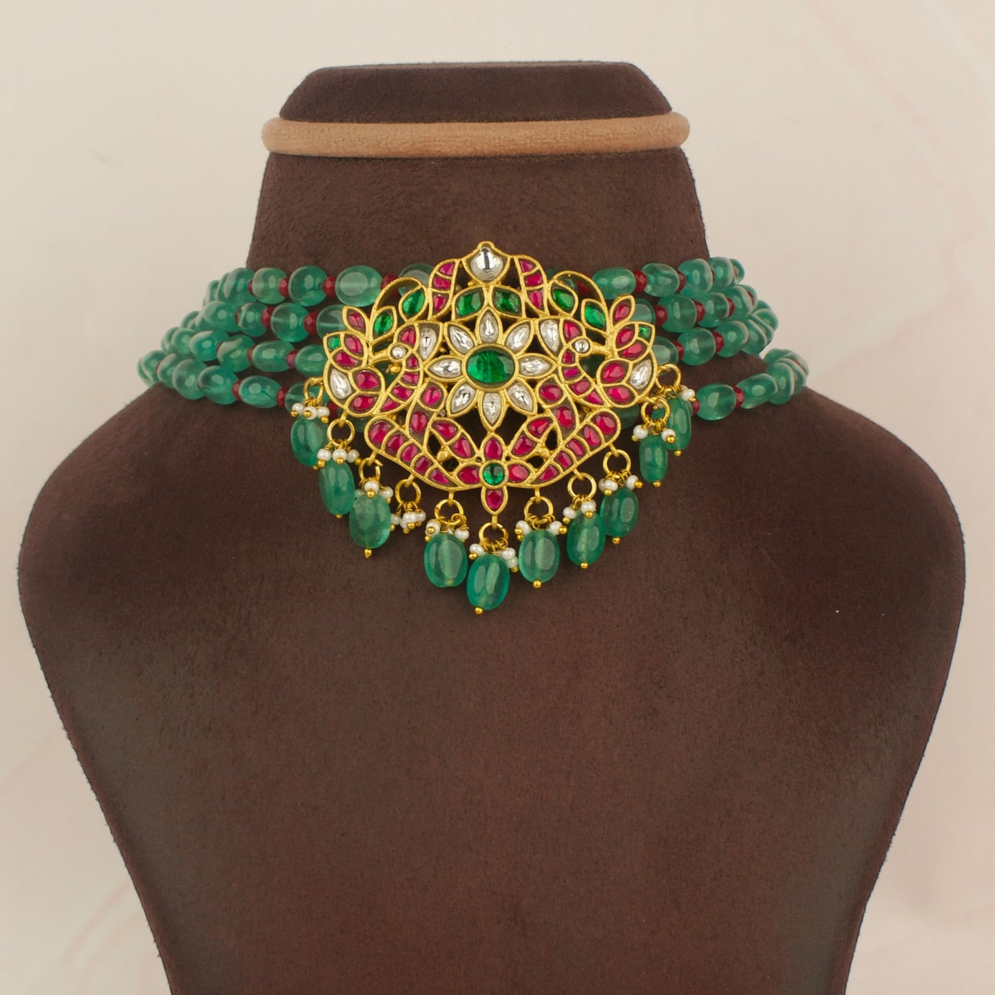 Elegant Jadau Kundan Beads Choker