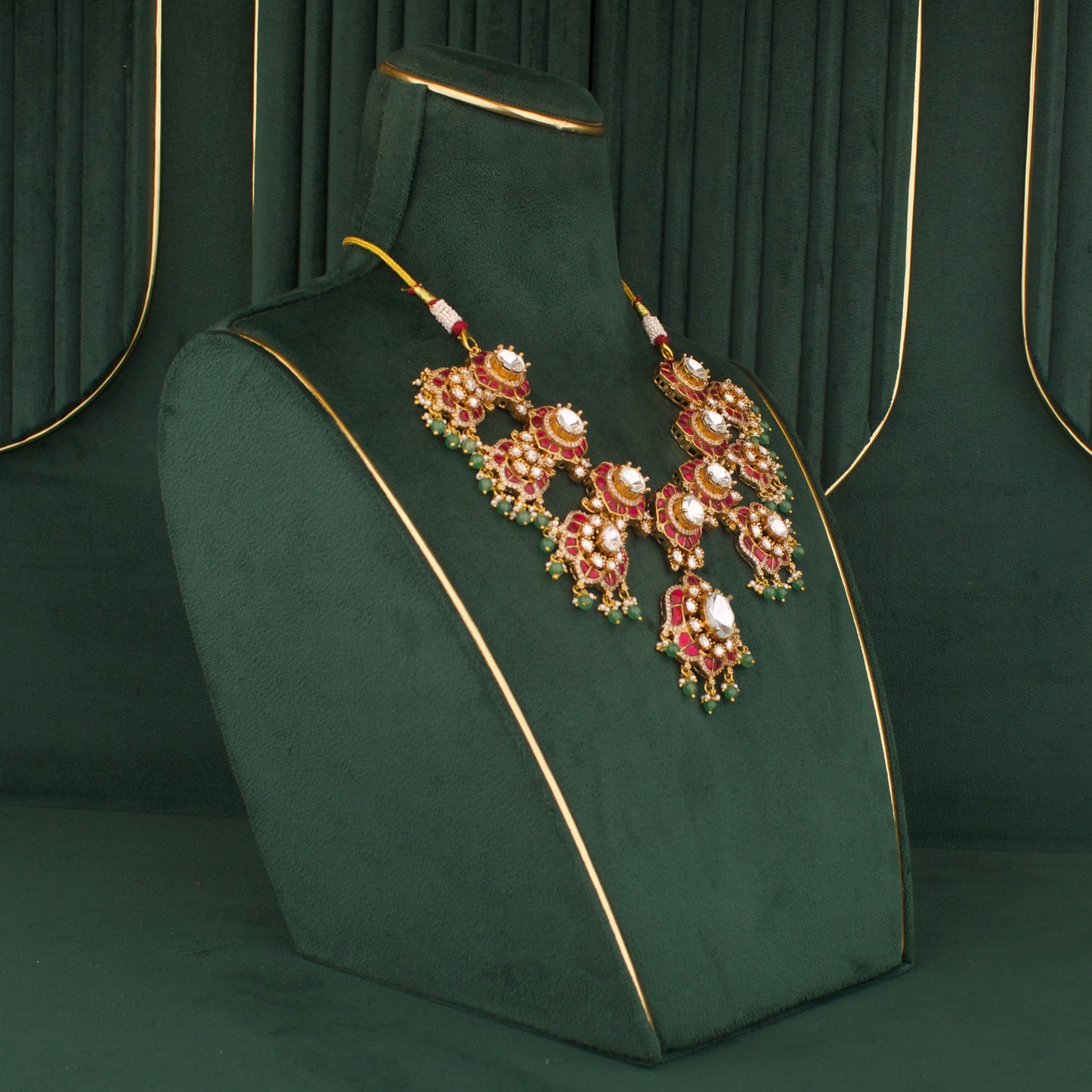 Bridal Moissanite Polki x Kundan Fusion Necklace Set - DULHAN JEWELS