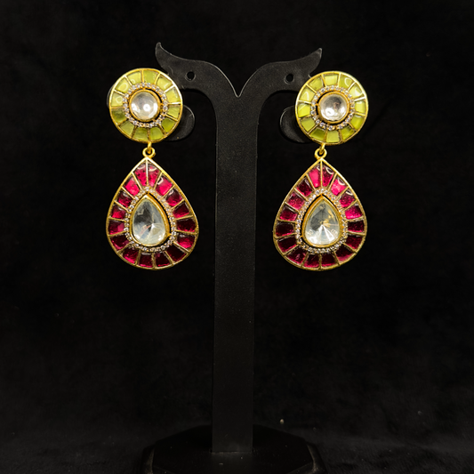 Elegant Jadau Kundan Multi colour Earrings