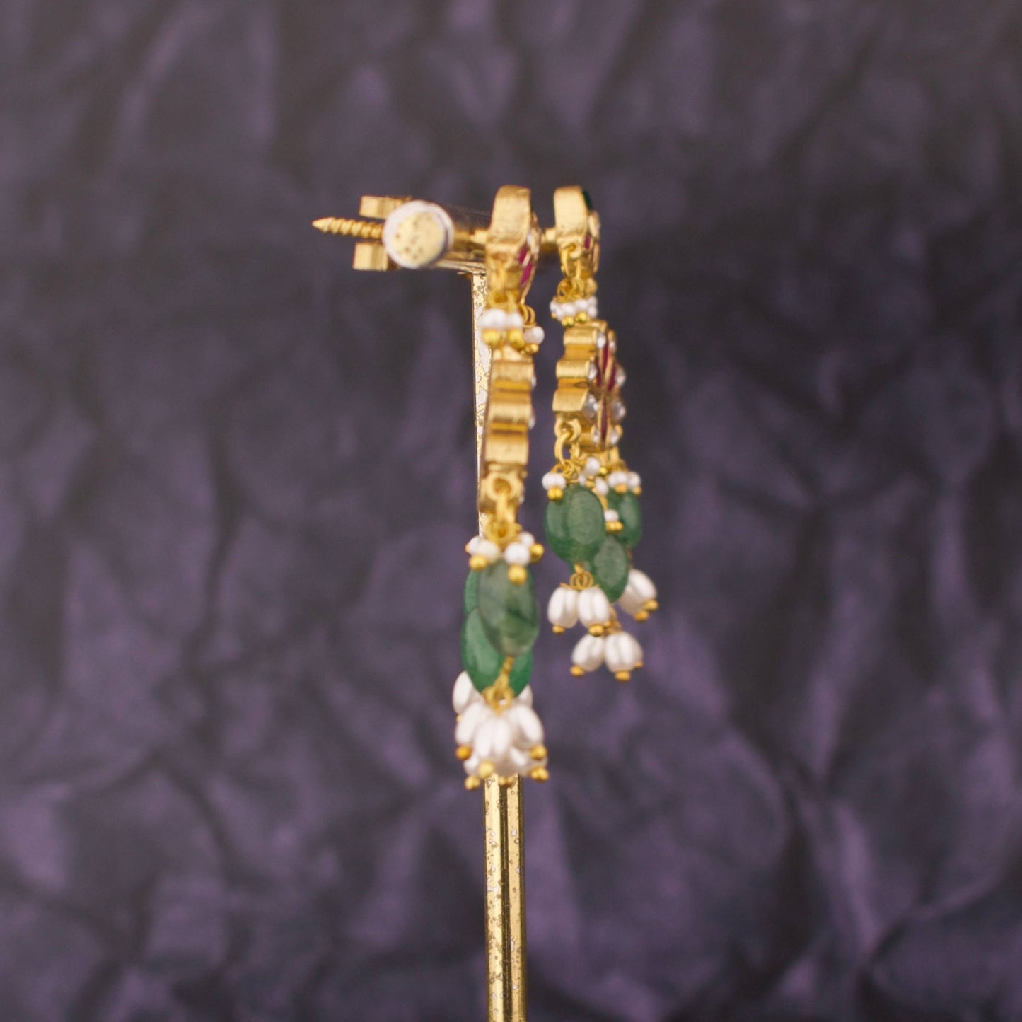 Hangings Style Jadau Kundan Earrings With Guttapusalu Hangings