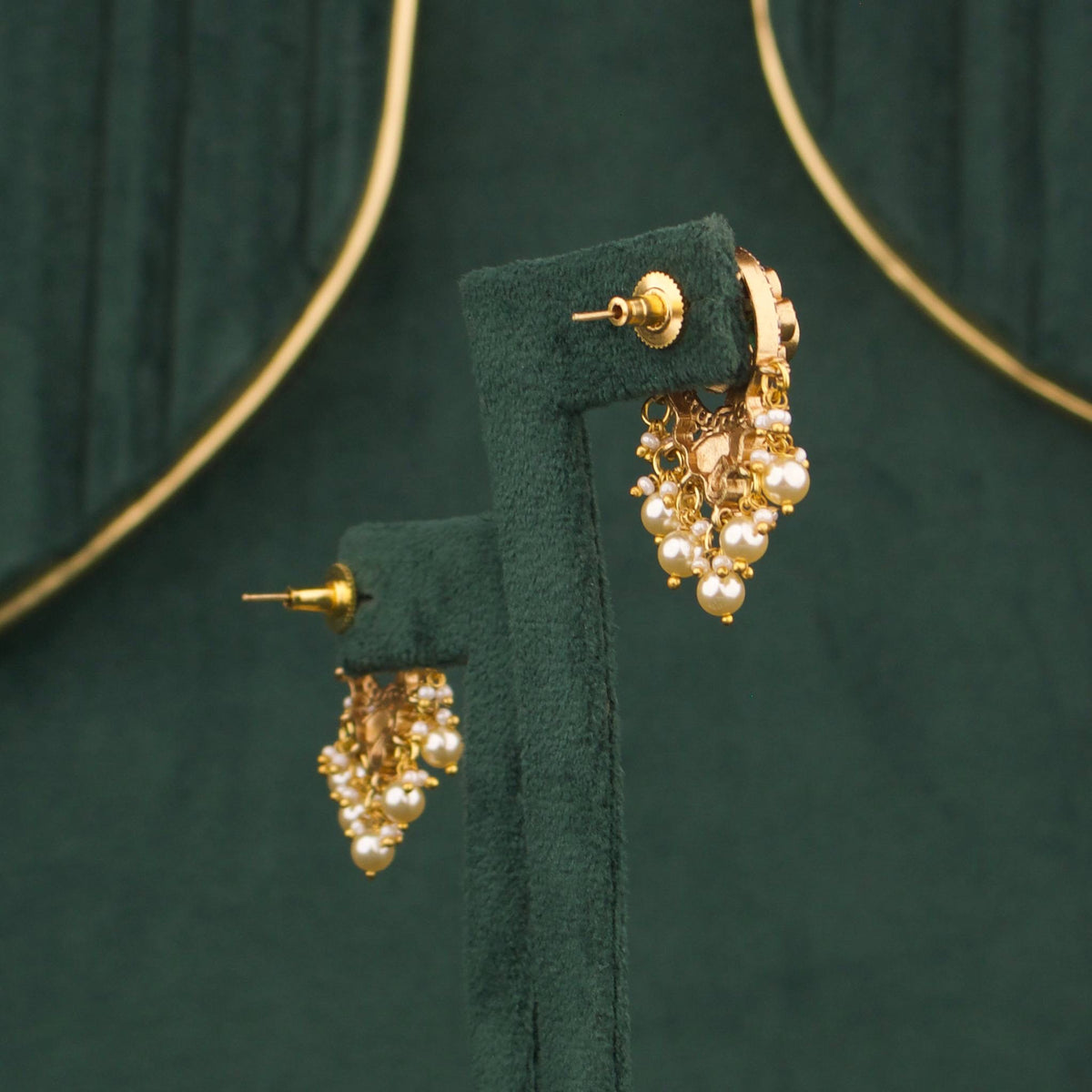 Classic Victorian Stud Earrings With Pearl Drops