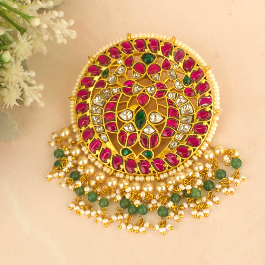 Unique Opulent Design Jadau Kundan Locket with Surrounding beads