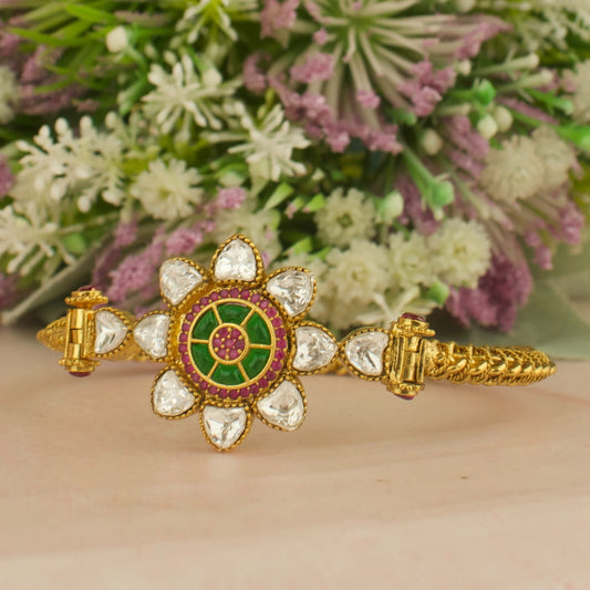 Statement Floral Design Jadau Kundan Single Kada