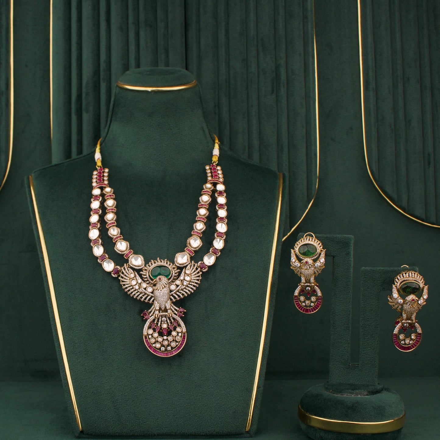 Designer Eagle Victorian Necklace Set With Earrings