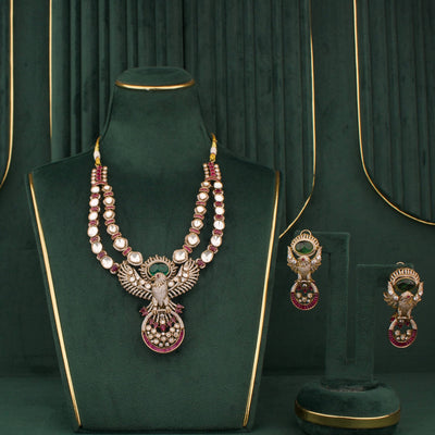 Designer Eagle Victorian Necklace Set With Earrings