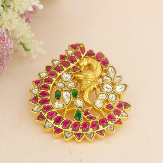 Grand Jadau Kundan Locket  with Nakshi finishing