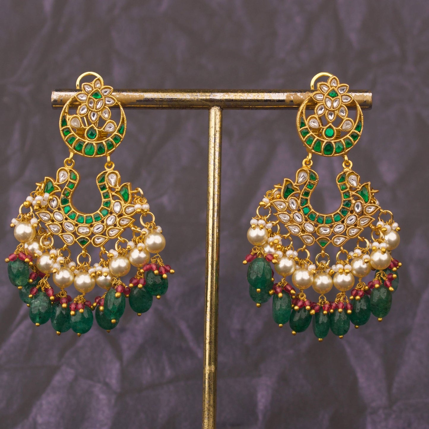 Chand Studded Jadau Kundan Chandbali Earrings