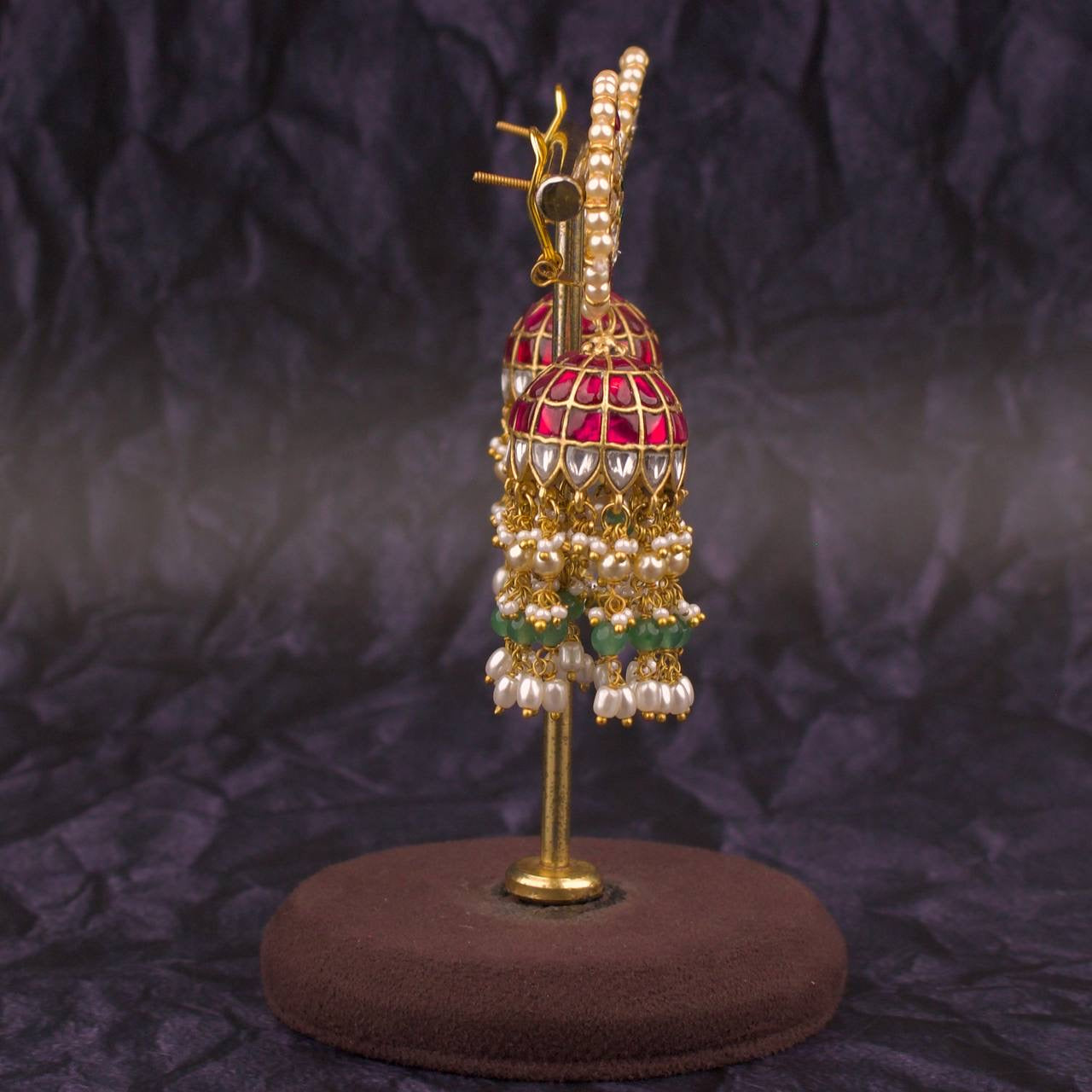 Bridal Jadau Kundan Jhumki With Guttapusalu Hangings