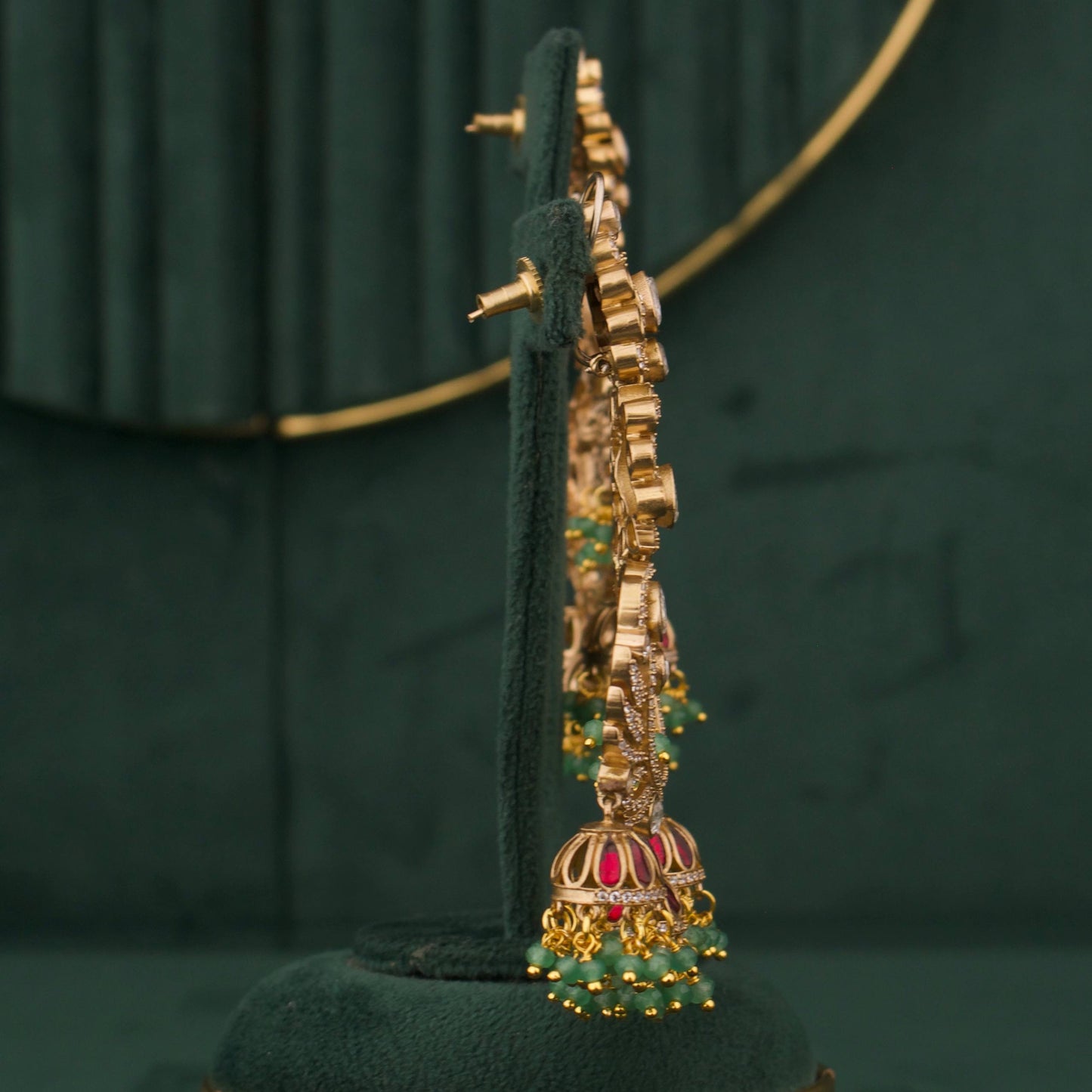 Elegant Victorian Bridal Polki Chandbali Earrings