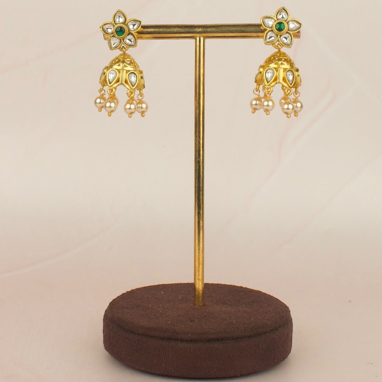 Ethereal Blossom Jadau kundan jhumka Earrings