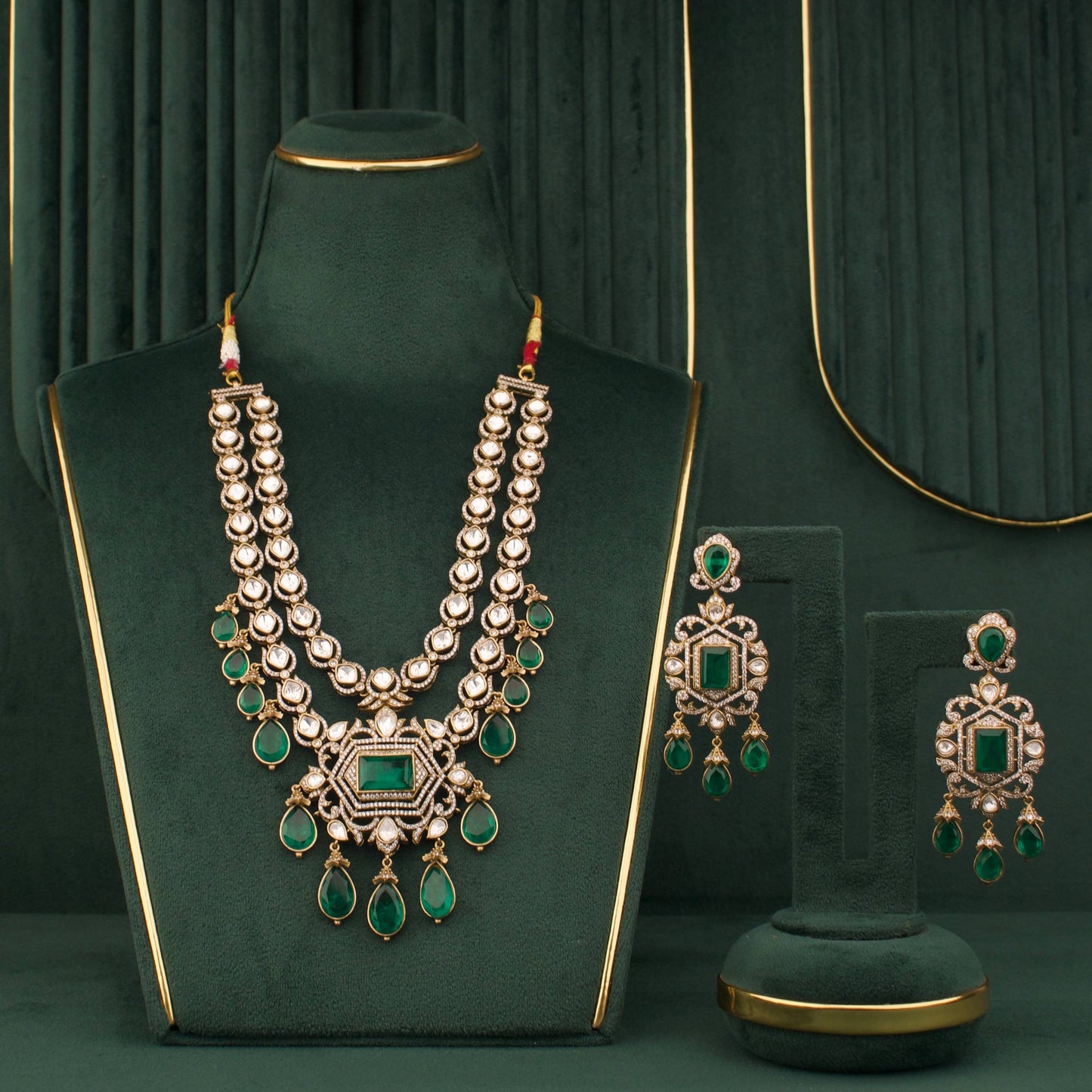 Royal Heritage Polki Jadau Kundan Layered Necklace Set With Matching Earrings