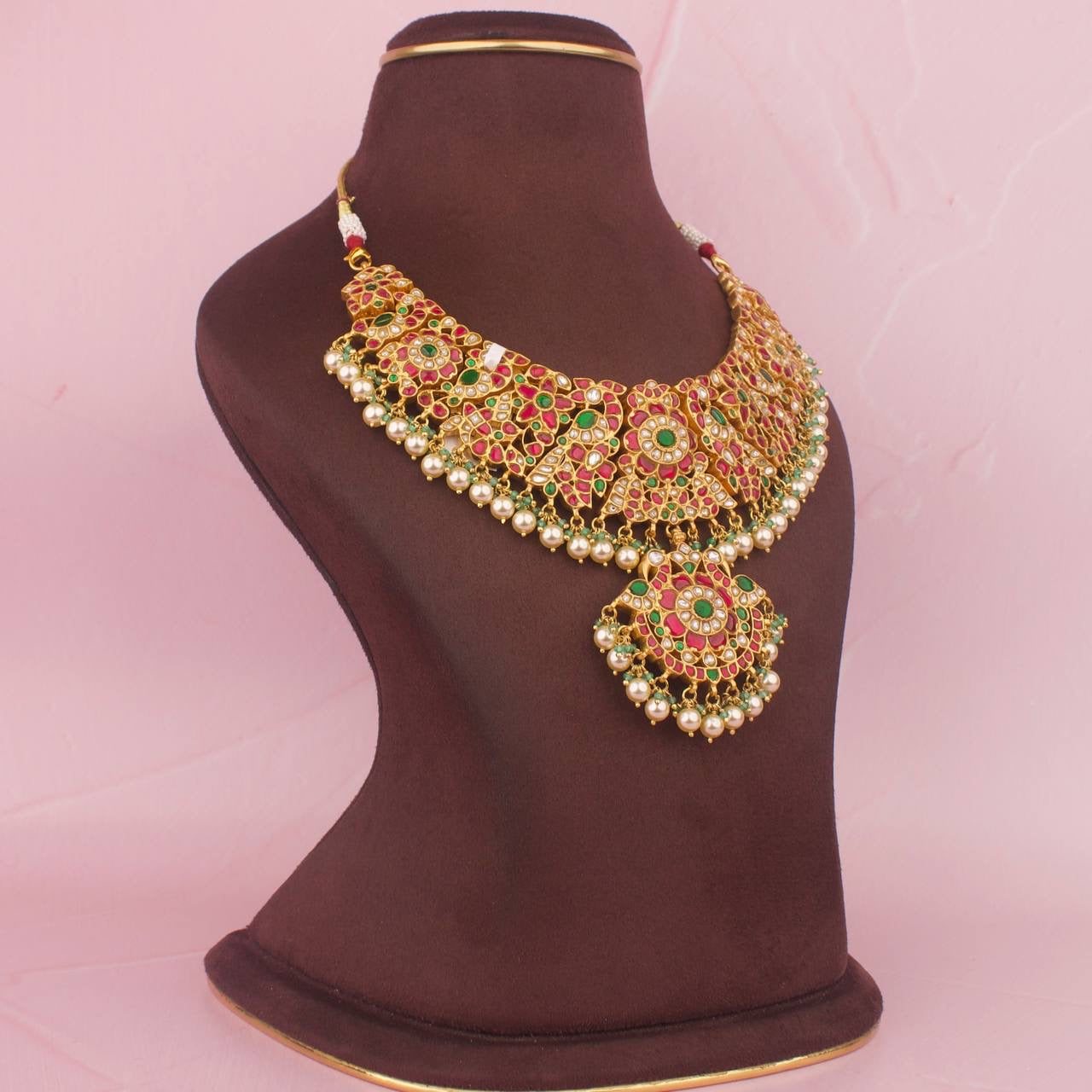 Rich Gold Inspired Jadau Kundan Necklace In Pure 925 Silver In 22k Gold plating