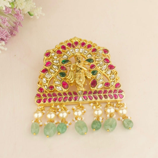 Regal Jadau Kundan Locket with Krishna Design