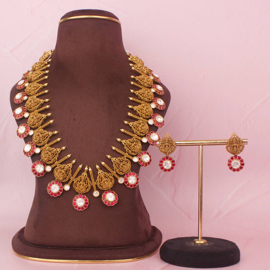 Traditional Bottu Mala Necklace In Kundan & Polki