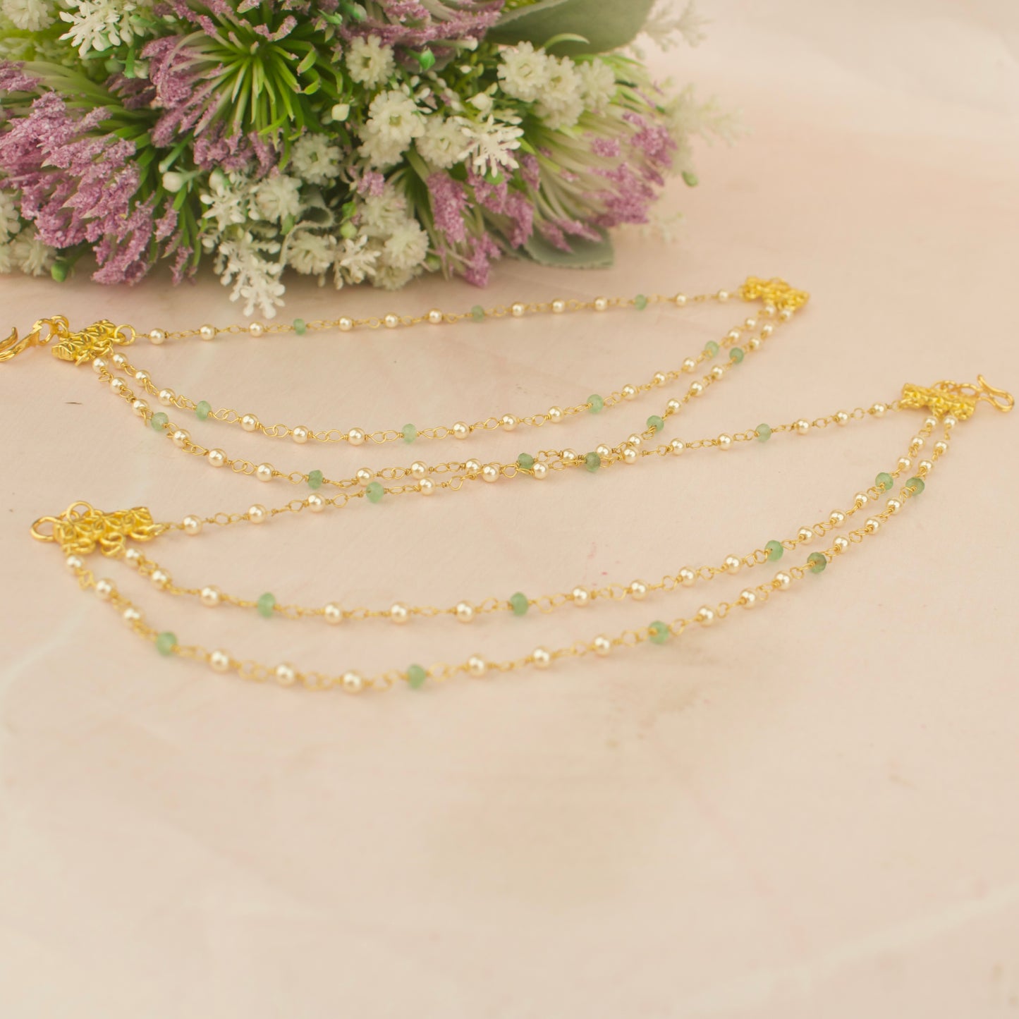 Simple Pearls & Swarovski 3/Layerd champasaralu