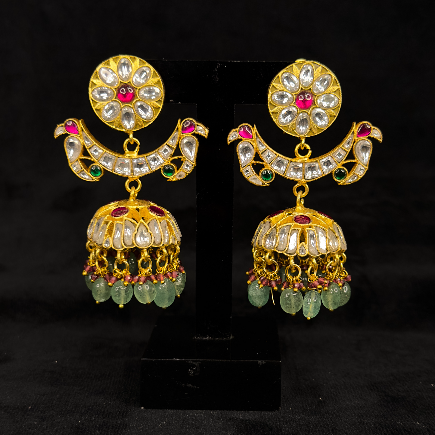 Majestic Gold Plated Jhumka Earrings with beads