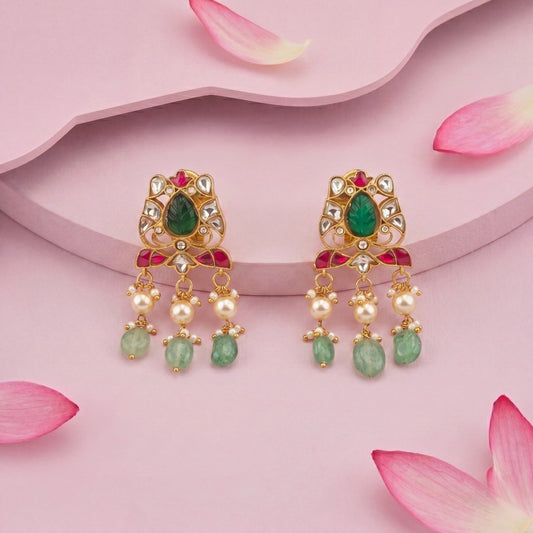 Unique Jadau Kundan Tops with Green Beads