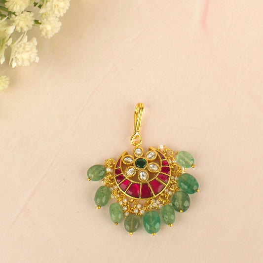 Chandbali Shaped Jadau Kundan Maangtika