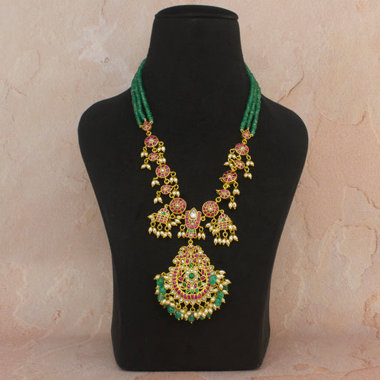 Grand Necklace Style Jadau Kundan Beads Mala