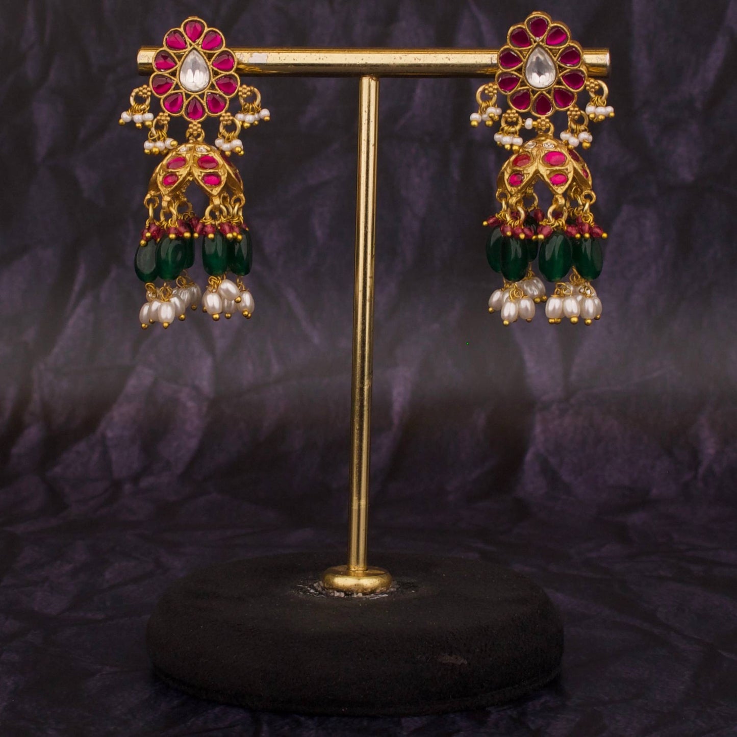 Premium Jadau Kundan Earrings – Gold Inspired Design
