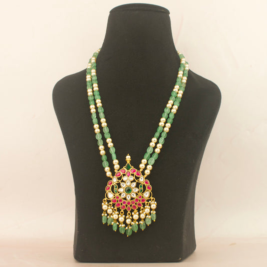 Lavish Floral Design Jadau Kundan Beads and pearl Mala