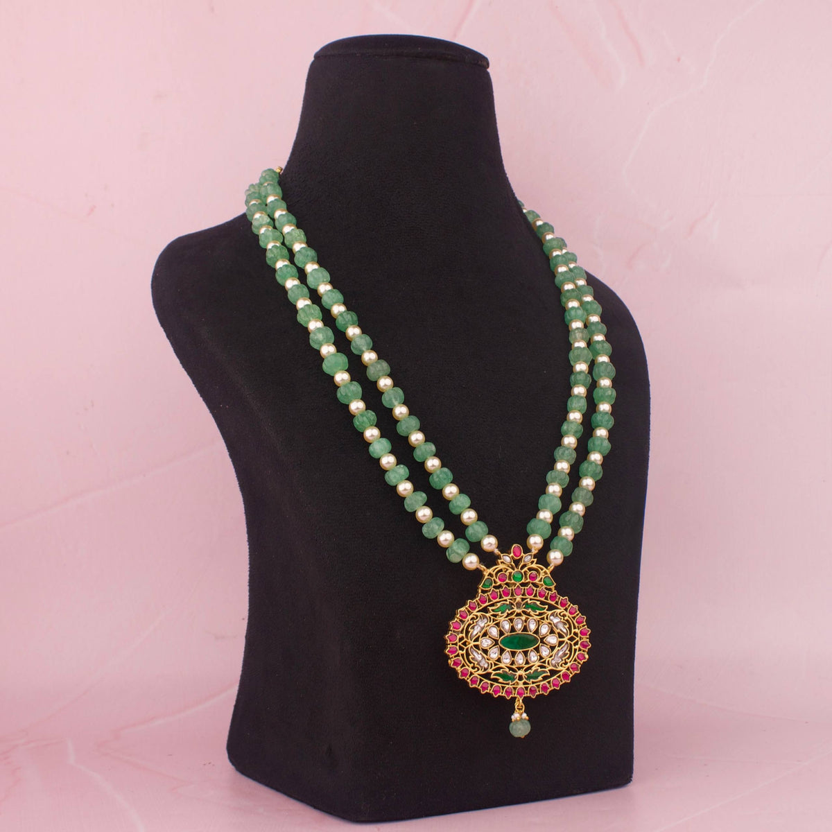 Jadau Kundan Pearls And Beads Mala - Alternate View 1