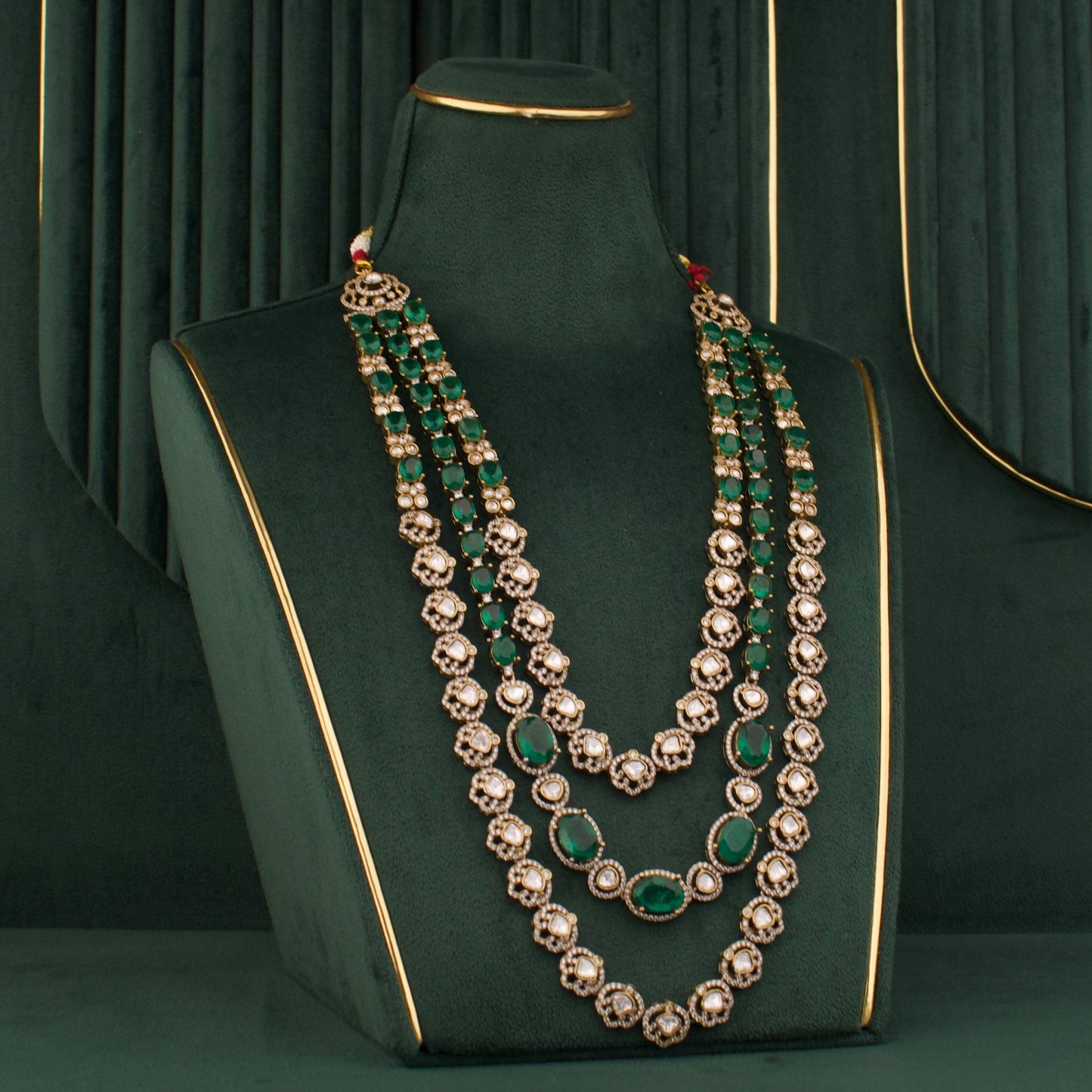 Polki Bridal Multi-Layered Necklace And Earring Set