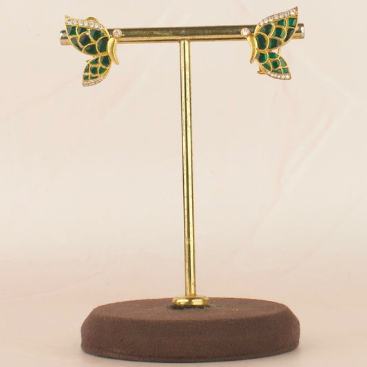 Impressive Butterfly Design Jadau Kundan Studs Earrings