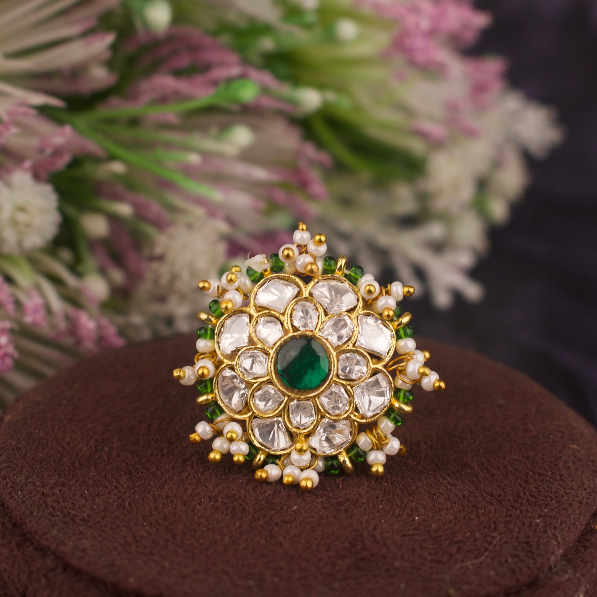 Lavish Jadau Kundan Finger Ring - DULHAN JEWELS