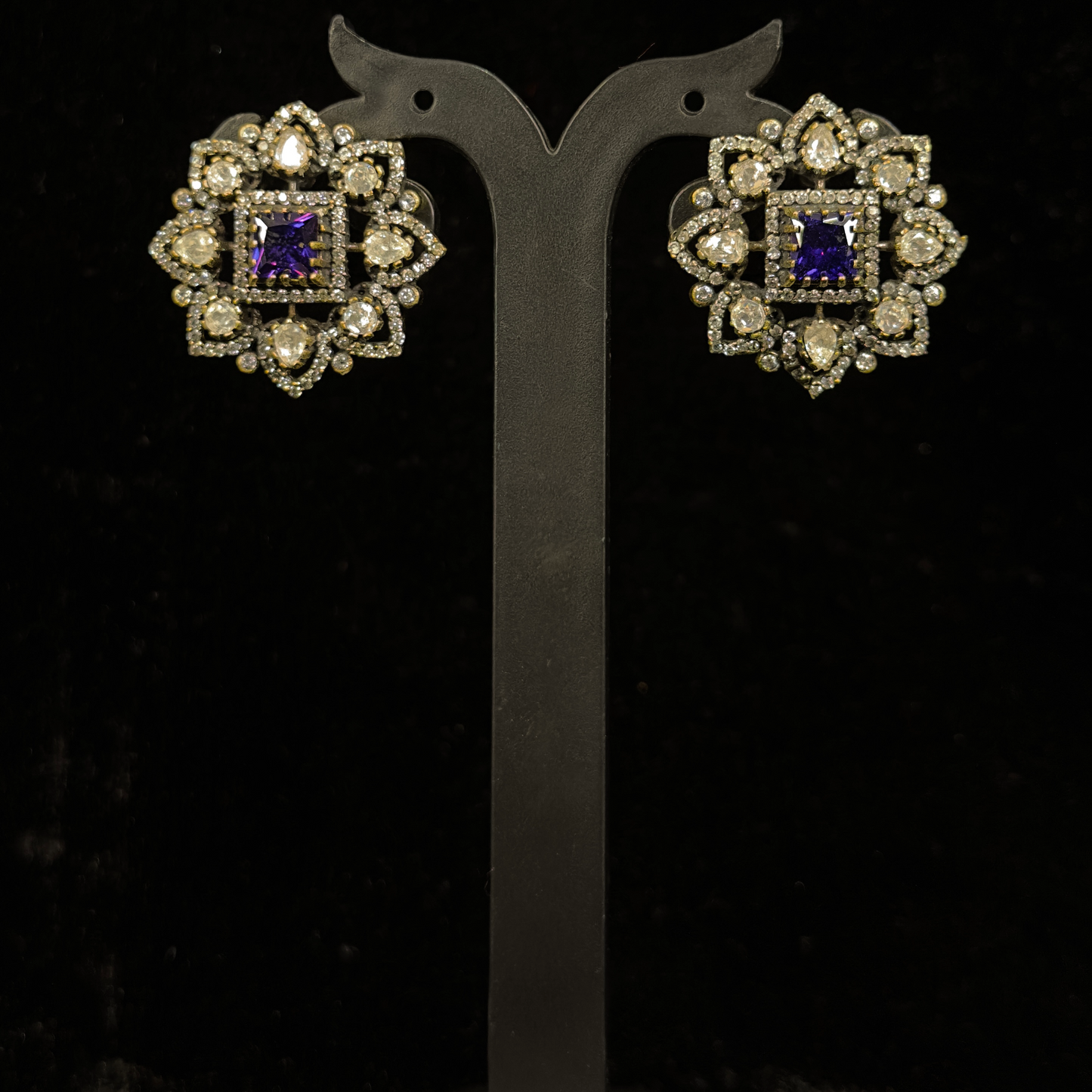 Austere Diamond look Victorian polki Stud Earrings