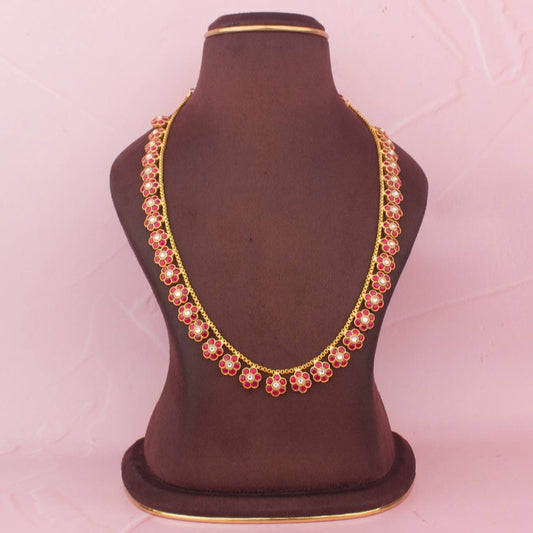 Gold Style Floral Design Jadau Kundan Necklace