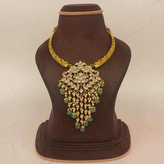 Beads Hanging Jadau Kundan Kanti Necklace