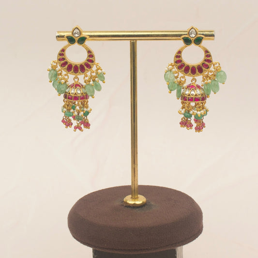 Jadau Kundan Chandbali Butta Earrings