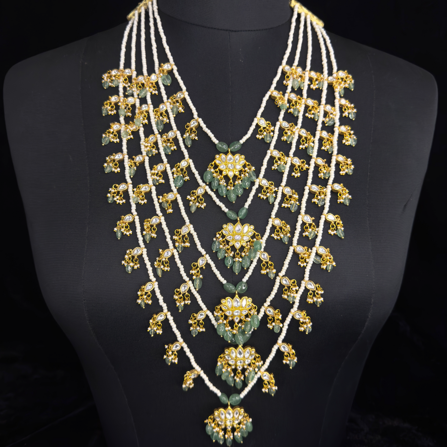 Regal Jadau Kundan Five-Layers Necklace - Exquisite Traditional Jewelry this product comes under jadau kundan collecion