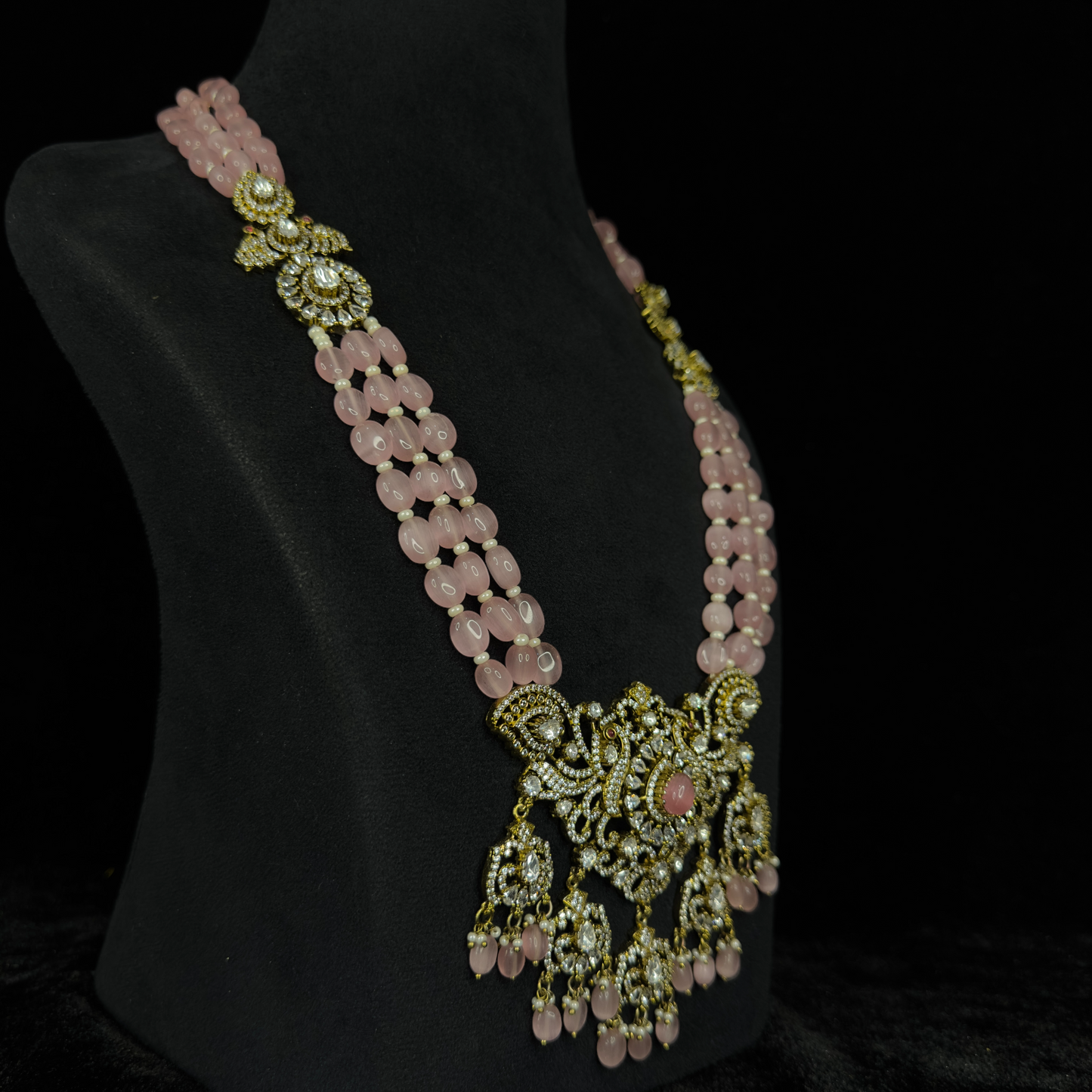Lush Pink Victorian Beads Necklace set