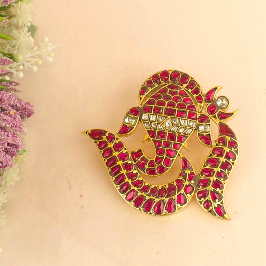 Impressive Ganesh Design Jadau Kundan Locket