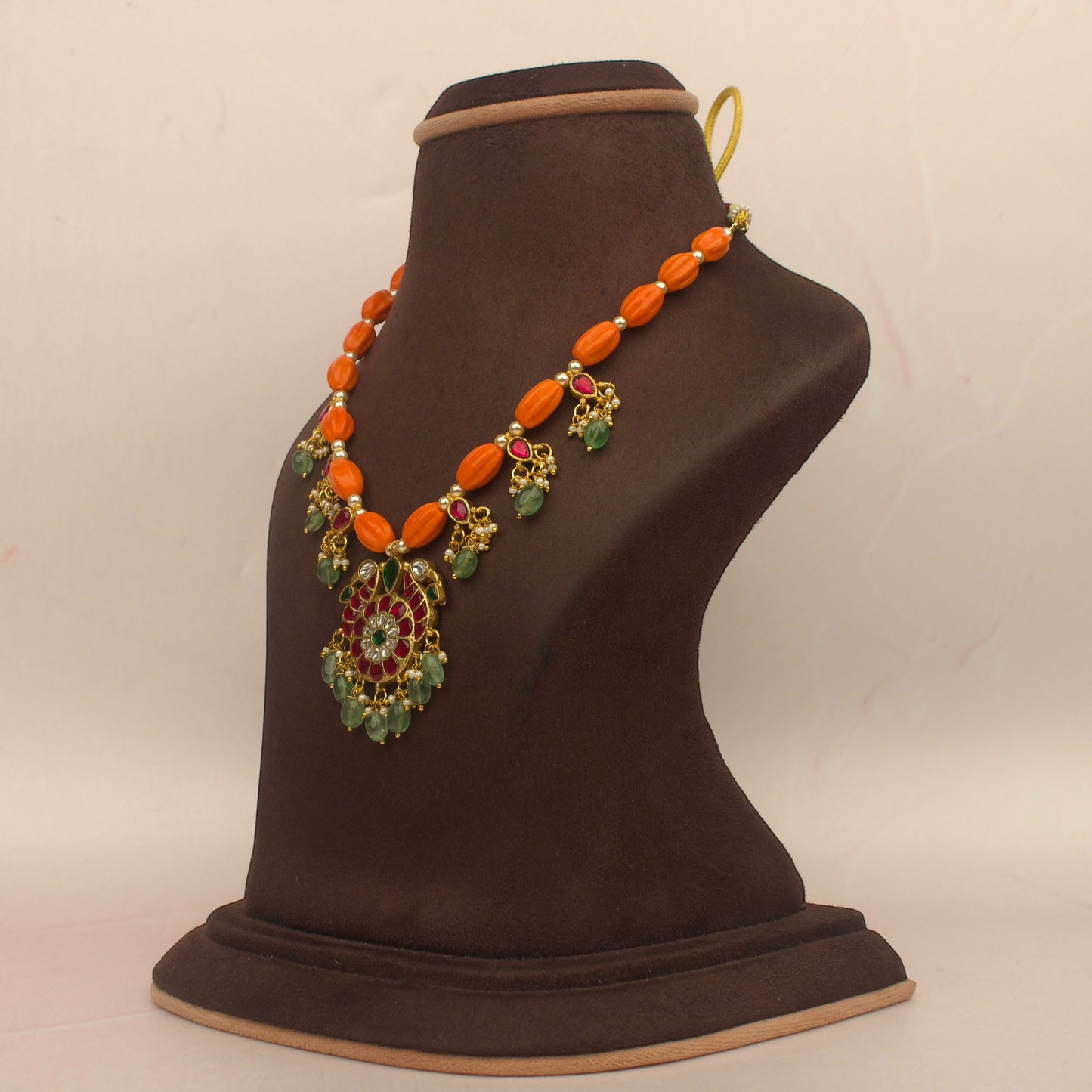 Jadau Kundan Coral Beads Necklace