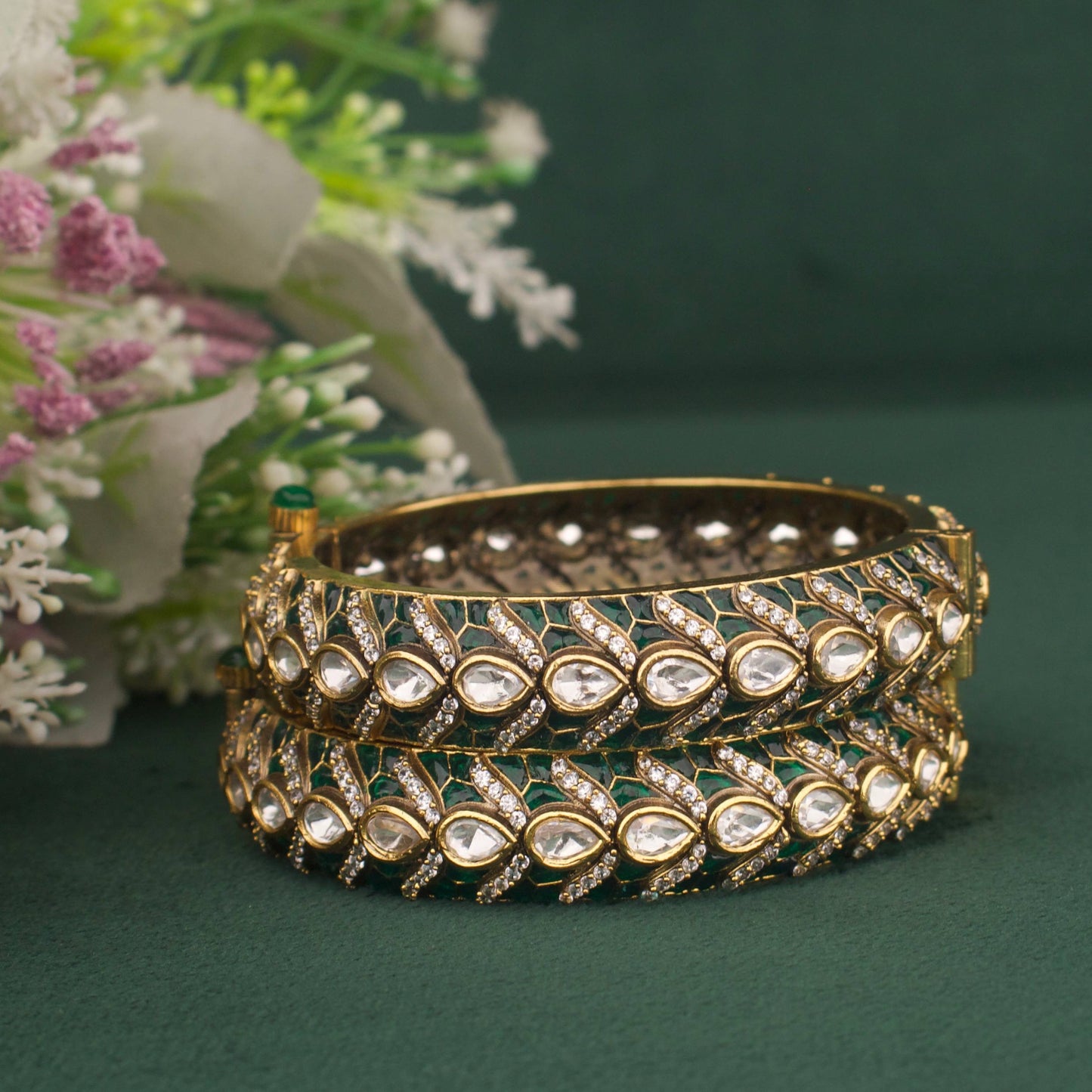 View 6 of Traditional Fusion Kundan & Polki Victorian Bangles - Authentic Bridal Collection | Dulhan Jewels