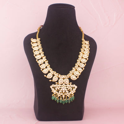 Traditional Moissanite Polki Mango Haram With Strawberry Beads