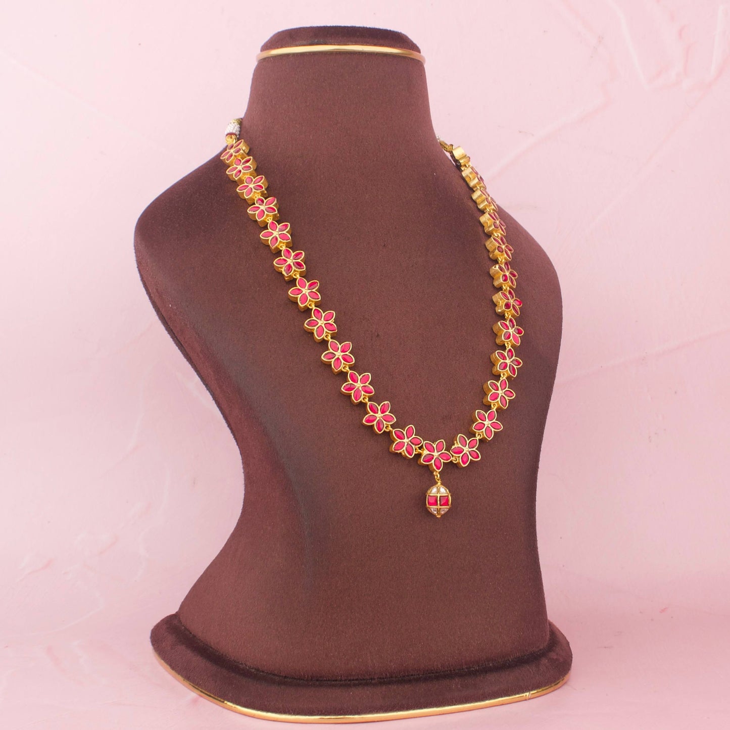 2-in-1 Reversible Floral Design Jadau Kundan Necklace