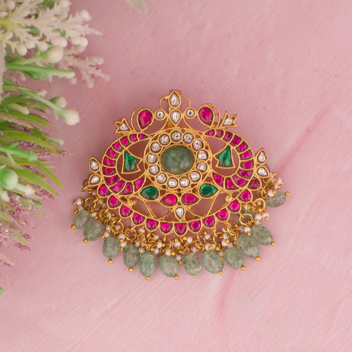 Opulent Circular Design Jadau Kundan Pendant