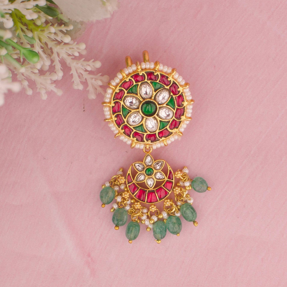 Classic Jadau Kundan Hair Pin With Beads
